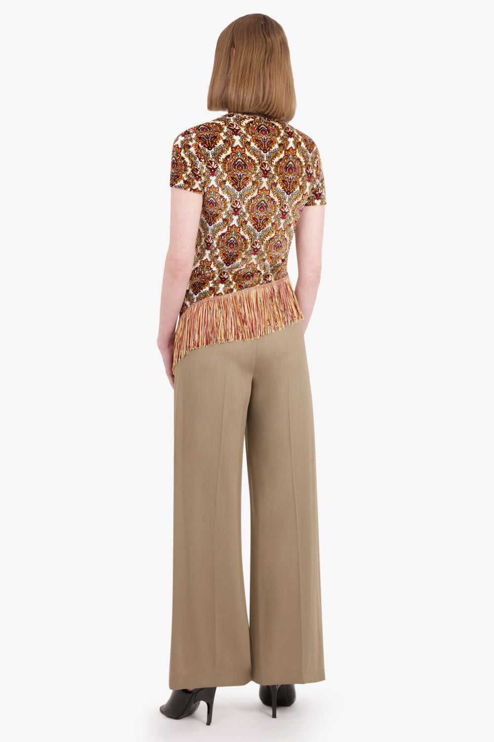 RABANNE RTW Printed Tank Top with Fringe Detail | Cachemire