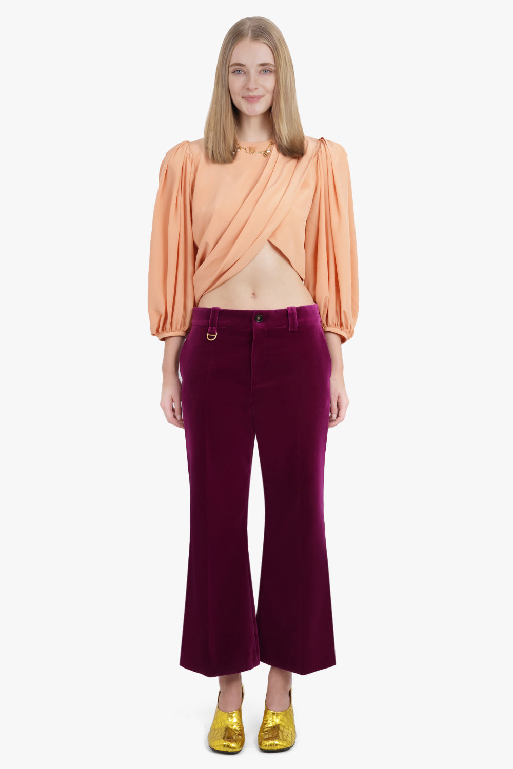CHLOE RTW Velvet Wide Leg Pant | Pansy Purple