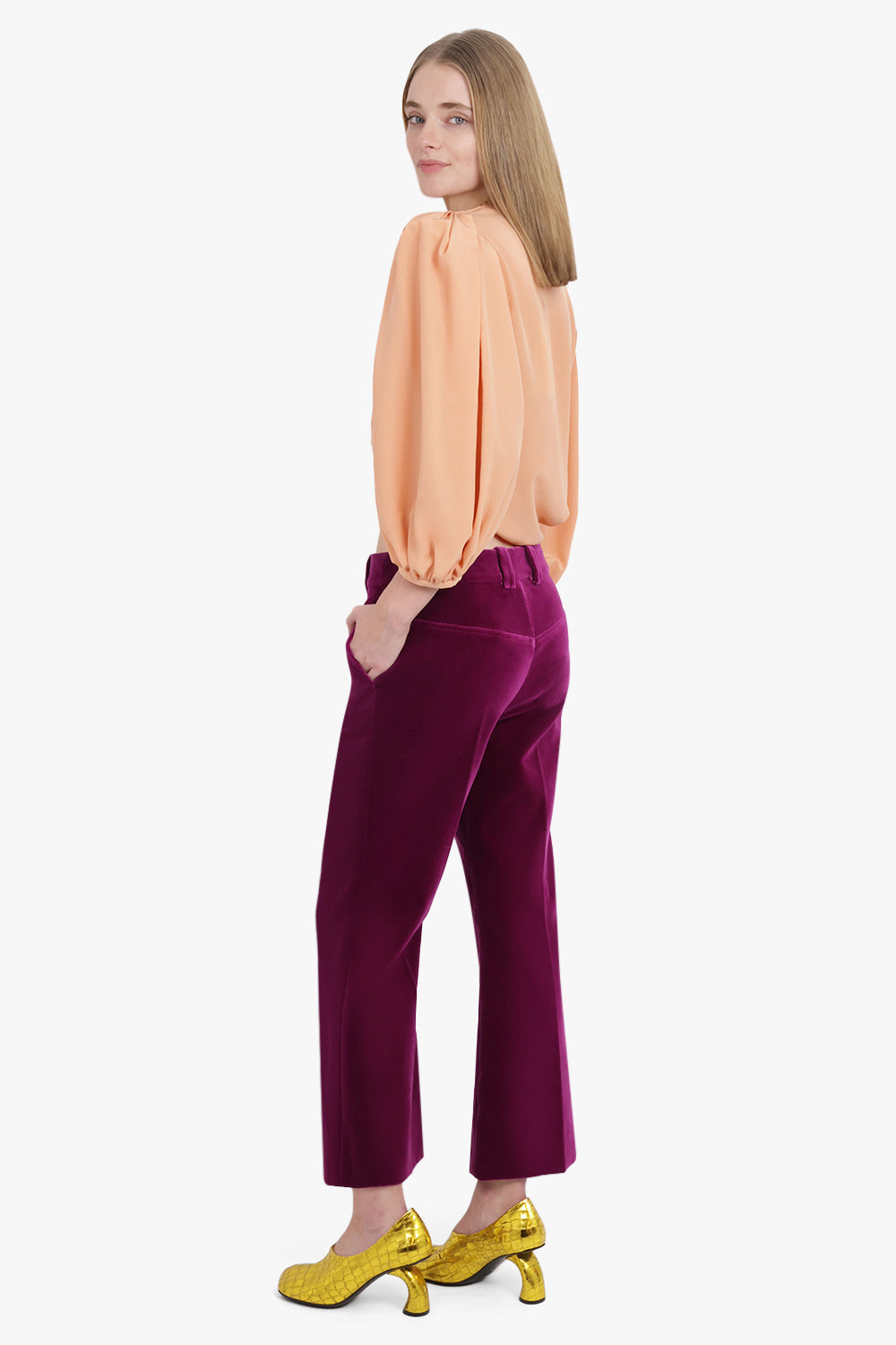CHLOE RTW Velvet Wide Leg Pant | Pansy Purple