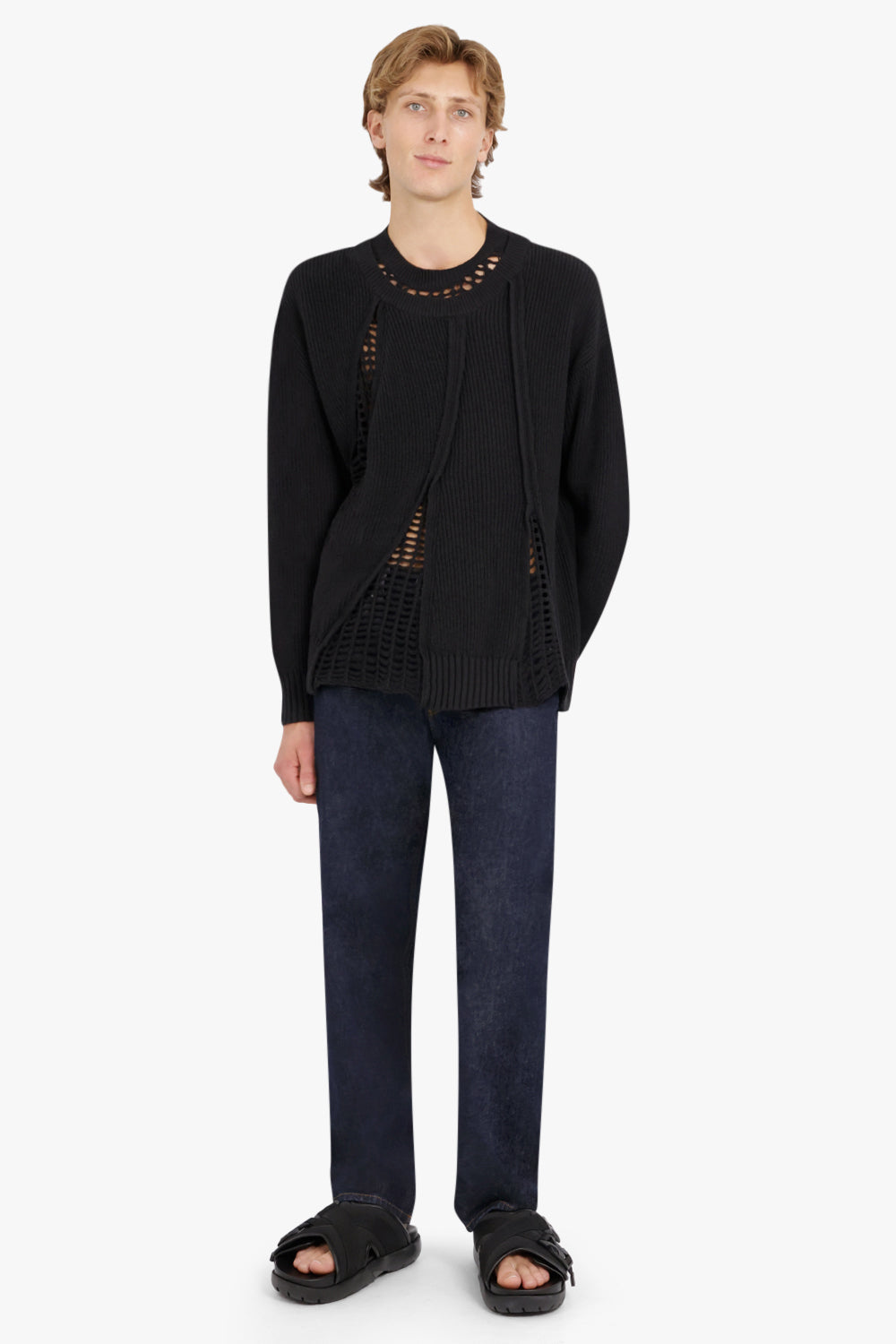 FENG CHEN WANG RTW 2 IN 1 JUMPER WITH MESH PANEL | BLACK