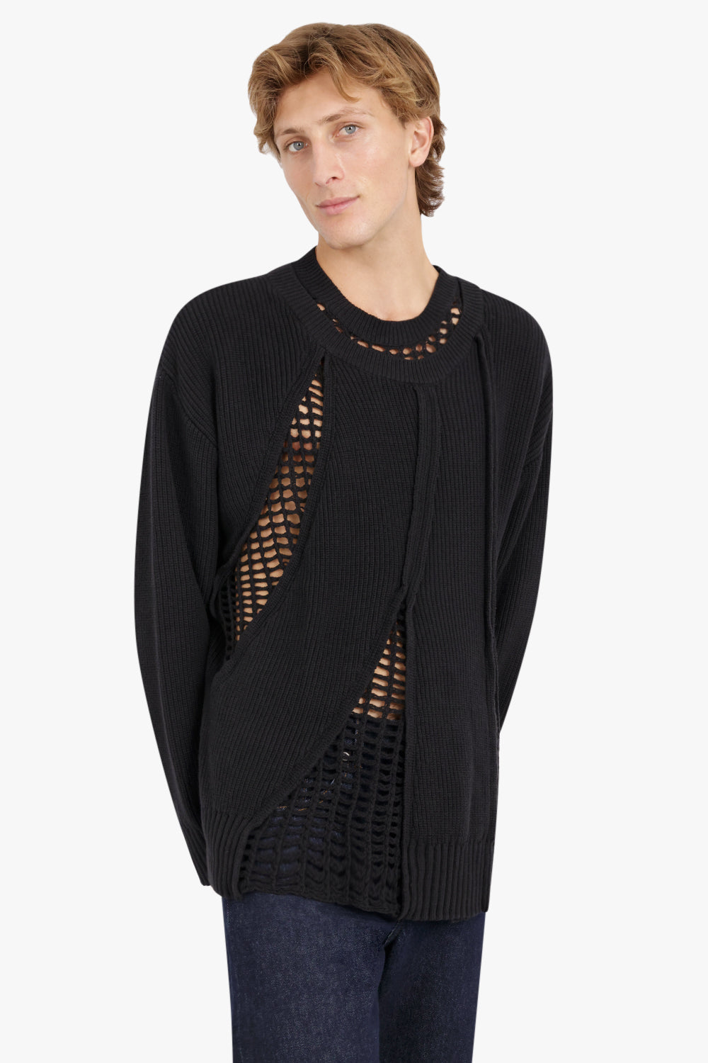 FENG CHEN WANG RTW 2 IN 1 JUMPER WITH MESH PANEL | BLACK