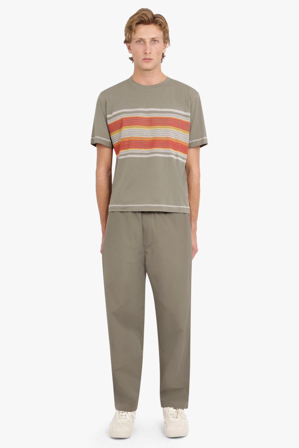 CRAIG GREEN RTW FLATLOCK STRIPE T-SHIRT | OLIVE