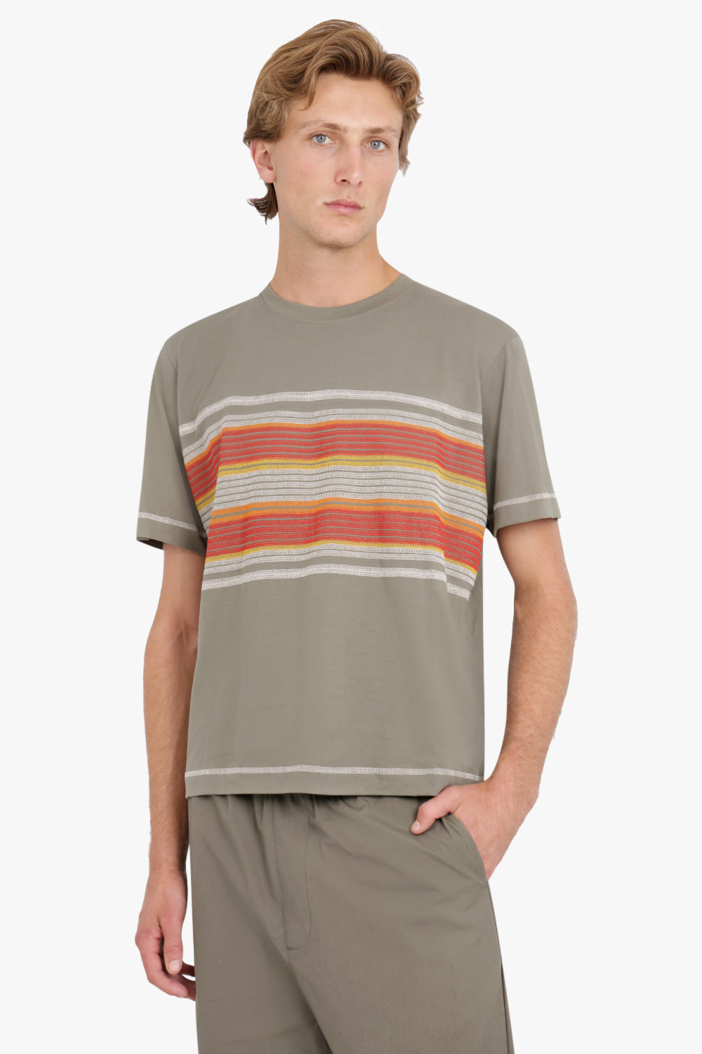 CRAIG GREEN RTW FLATLOCK STRIPE T-SHIRT | OLIVE