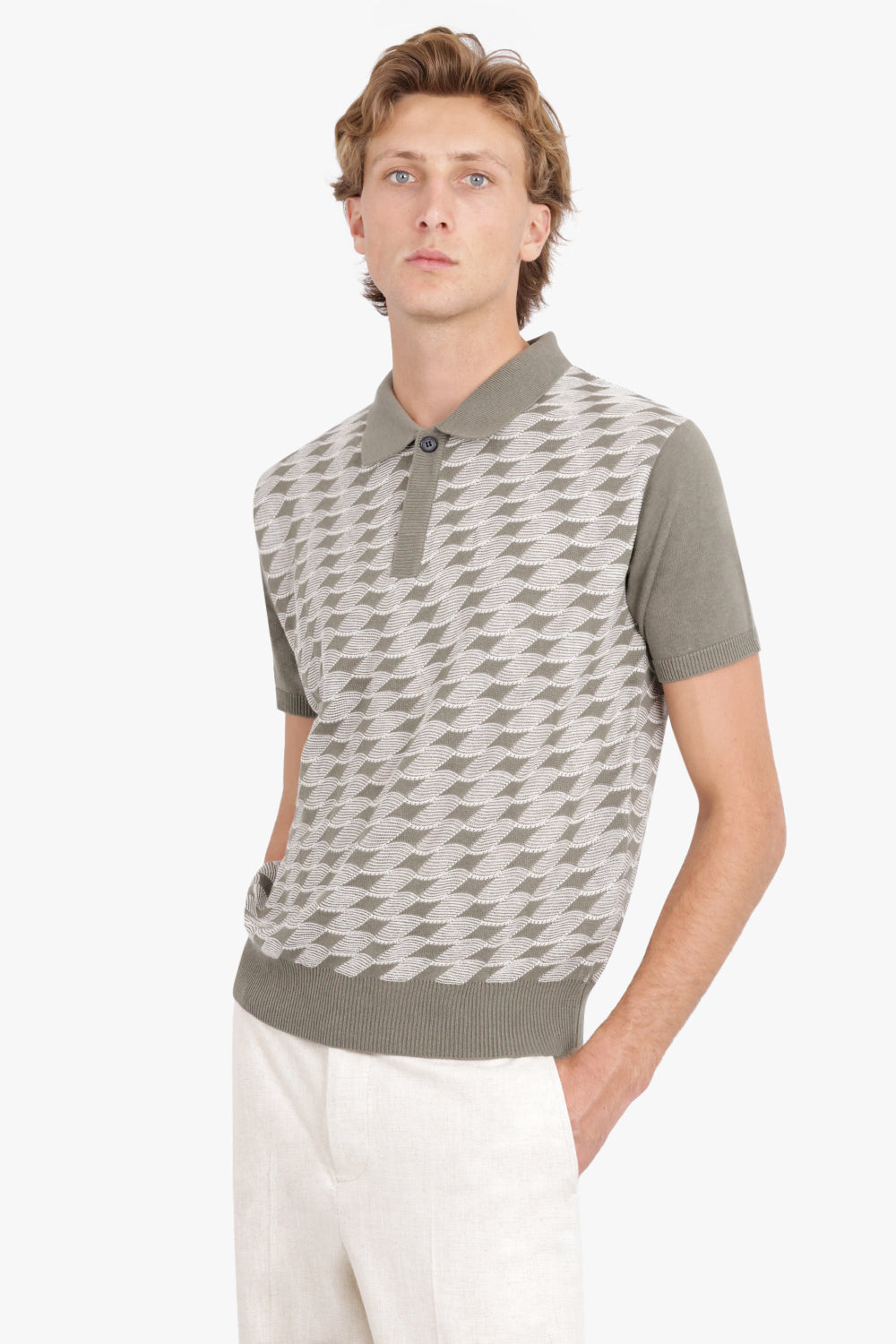 AFTER PRAY RTW KNOTTED KNIT POLO | GRAY