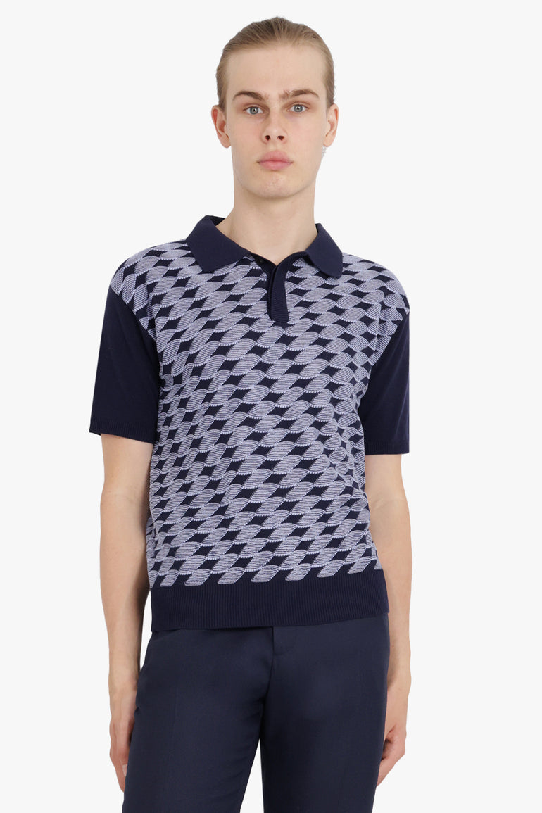 AFTER PRAY RTW KNOTTED KNIT POLO | NAVY