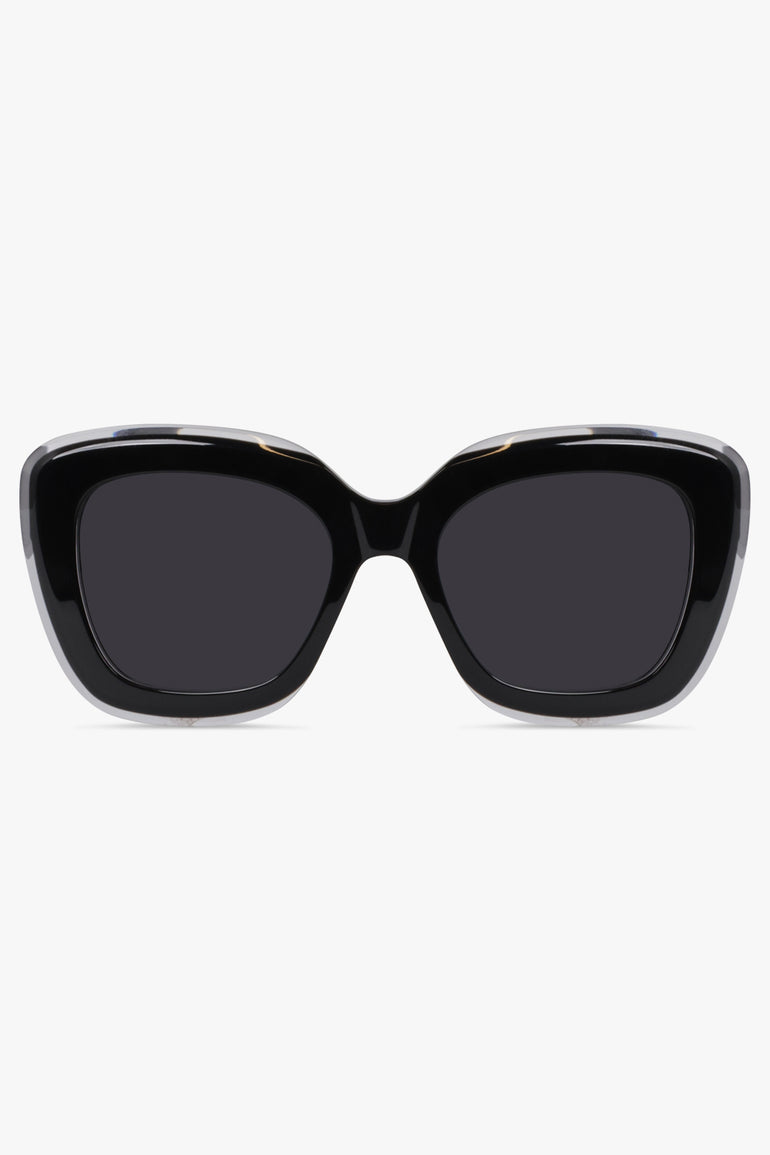 ALAIA ACCESSORIES BLACK / BLACK-BLACK-GREY AA0072S Square Frame Sunglasses with Acrylic Edge | Black