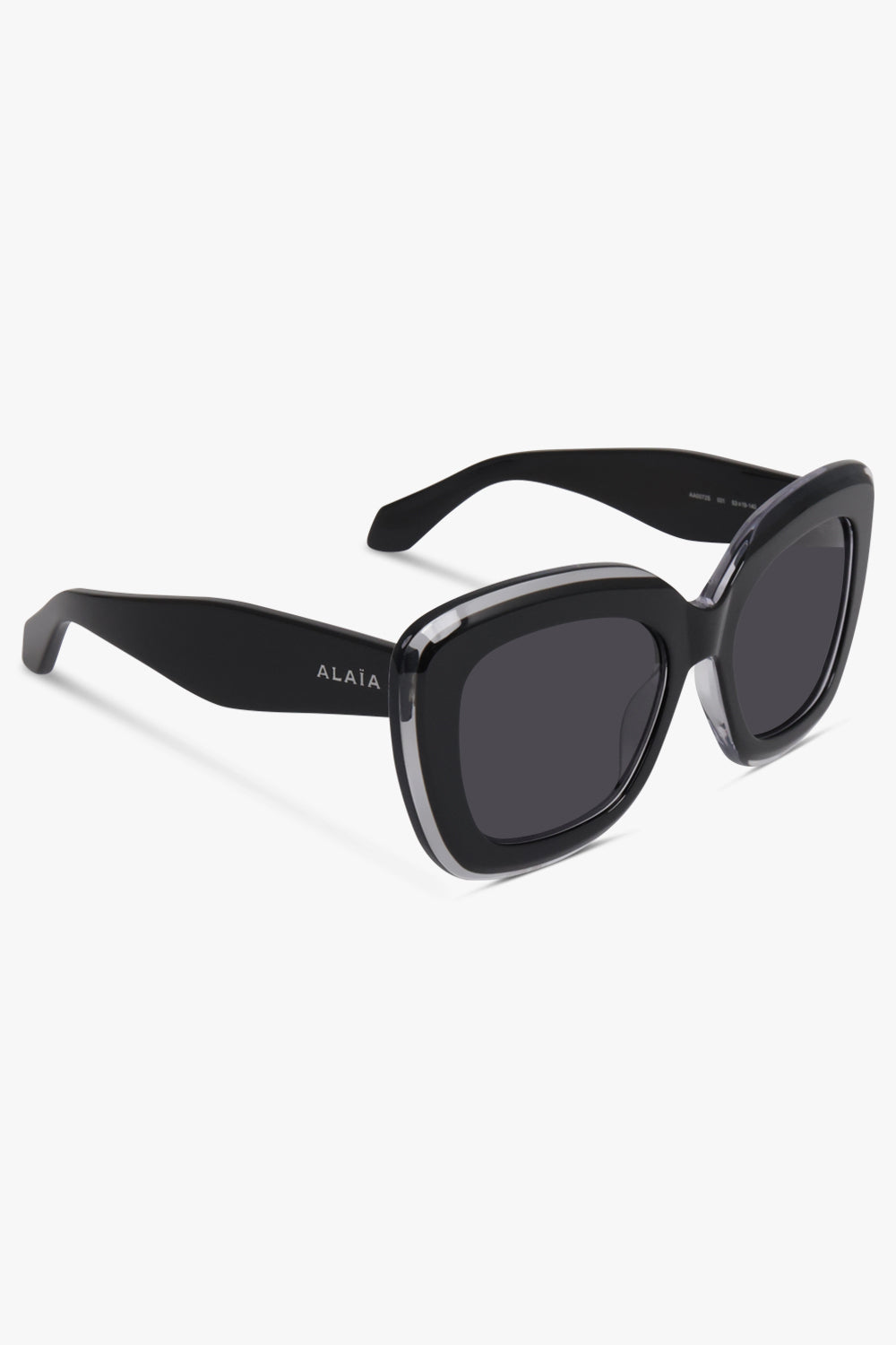 ALAIA ACCESSORIES BLACK / BLACK-BLACK-GREY AA0072S Square Frame Sunglasses with Acrylic Edge | Black