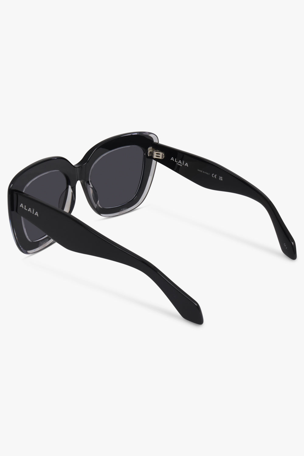 ALAIA ACCESSORIES BLACK / BLACK-BLACK-GREY AA0072S Square Frame Sunglasses with Acrylic Edge | Black