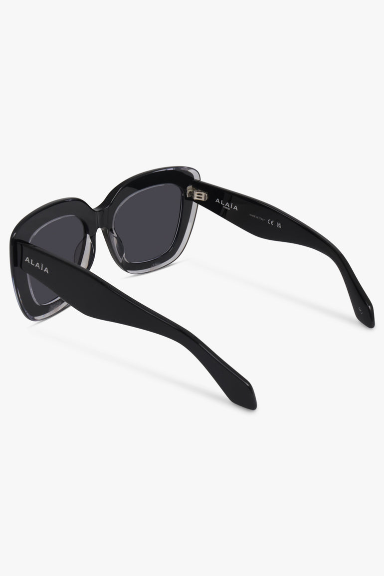 ALAIA ACCESSORIES BLACK / BLACK-BLACK-GREY AA0072S Square Frame Sunglasses with Acrylic Edge | Black