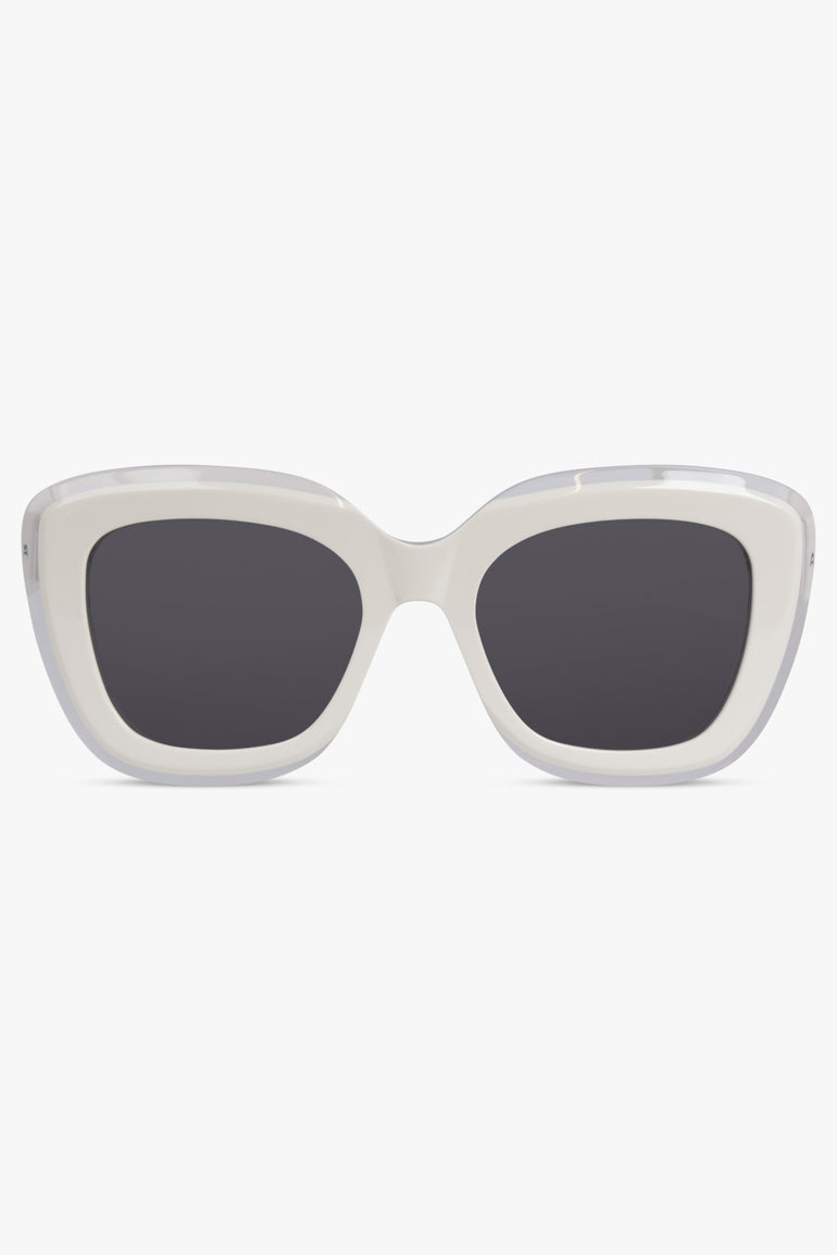 ALAIA ACCESSORIES WHITE / WHITE-WHITE-GREY AA0072S Square Frame Sunglasses with Acrylic Edge | White