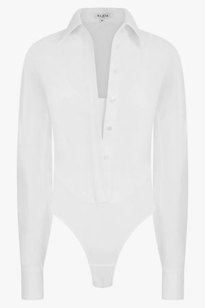 ALAIA RTW Layer L/S Shirt Bodysuit | White