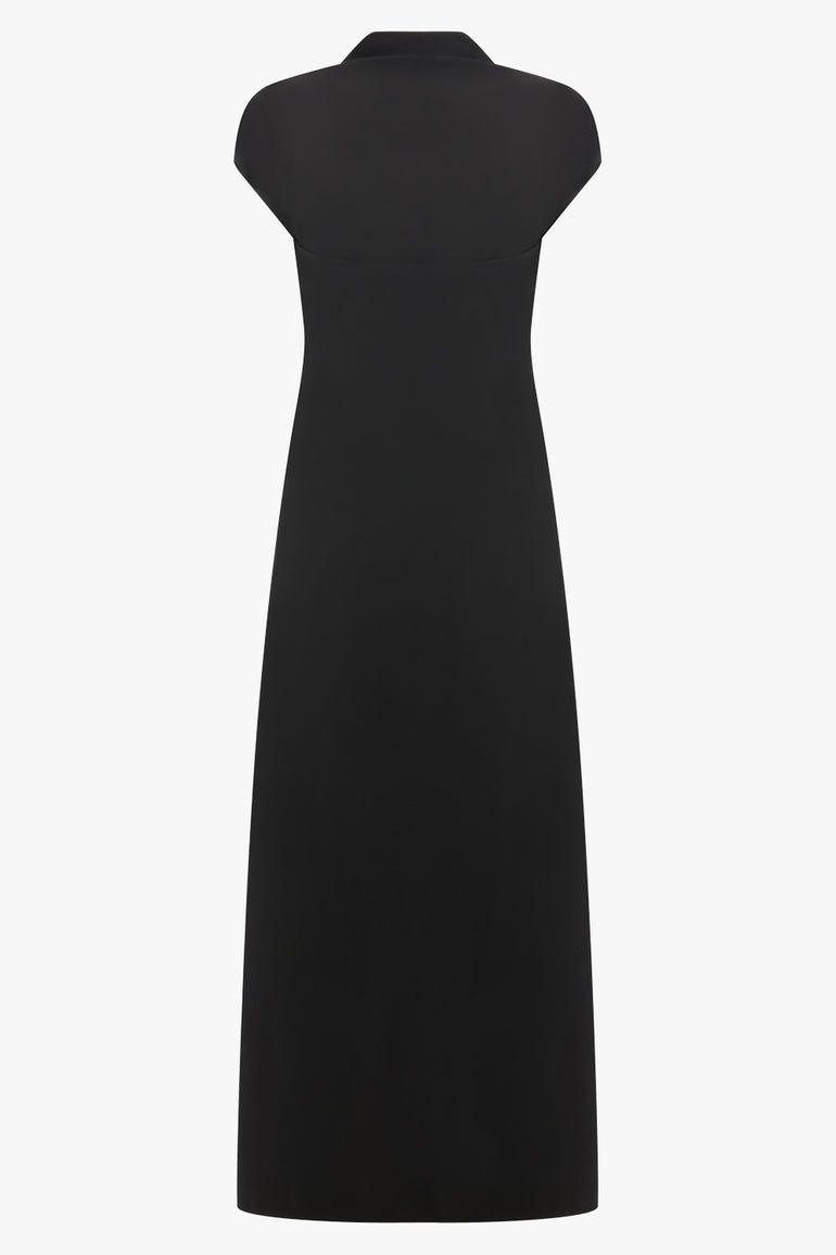 ALAIA RTW Corset Short Sleeve Sculpting Maxi Dress | Black