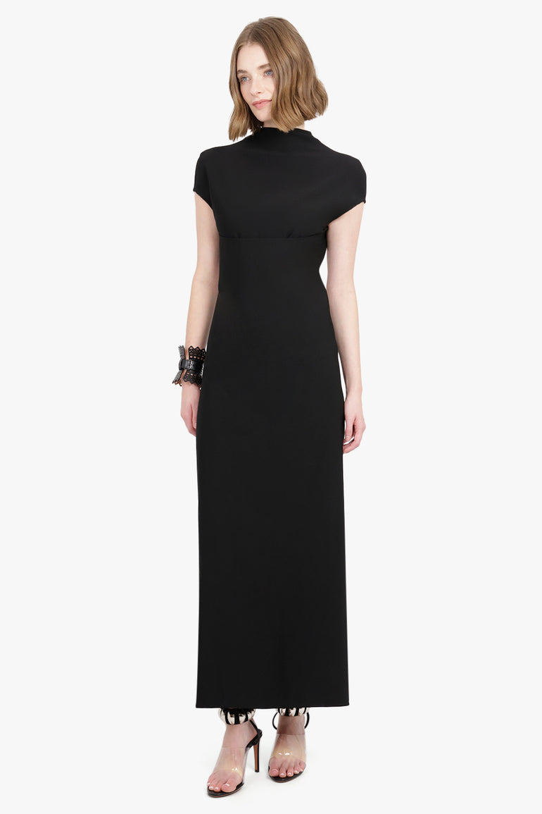 ALAIA RTW Corset Short Sleeve Sculpting Maxi Dress | Black