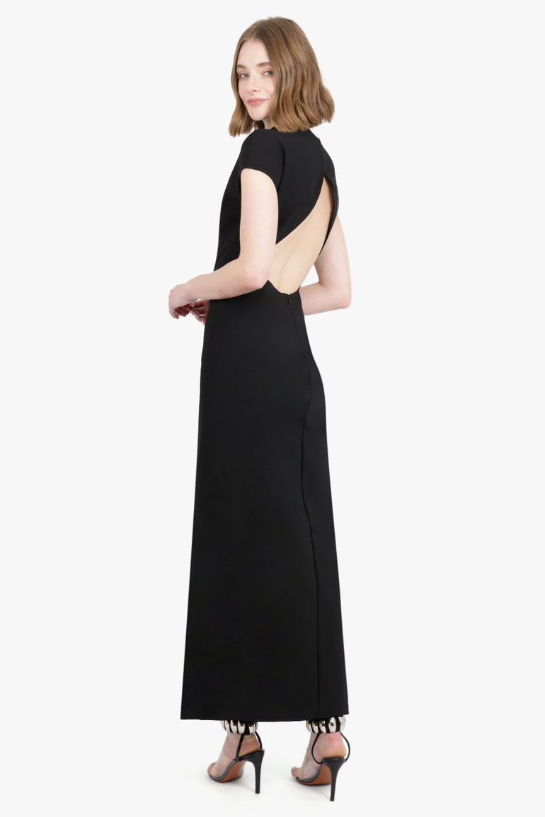 ALAIA RTW Corset Short Sleeve Sculpting Maxi Dress | Black