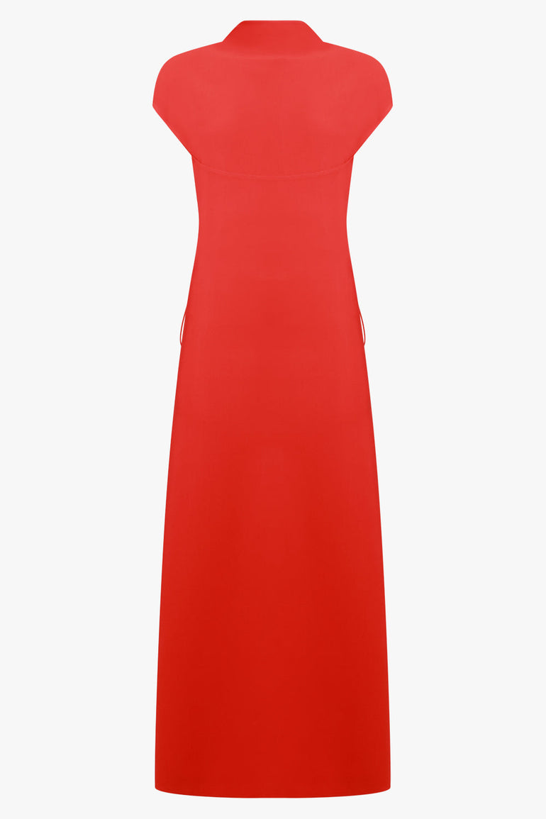 ALAIA RTW Corset Short Sleeve Sculpting Maxi Dress | Rouge