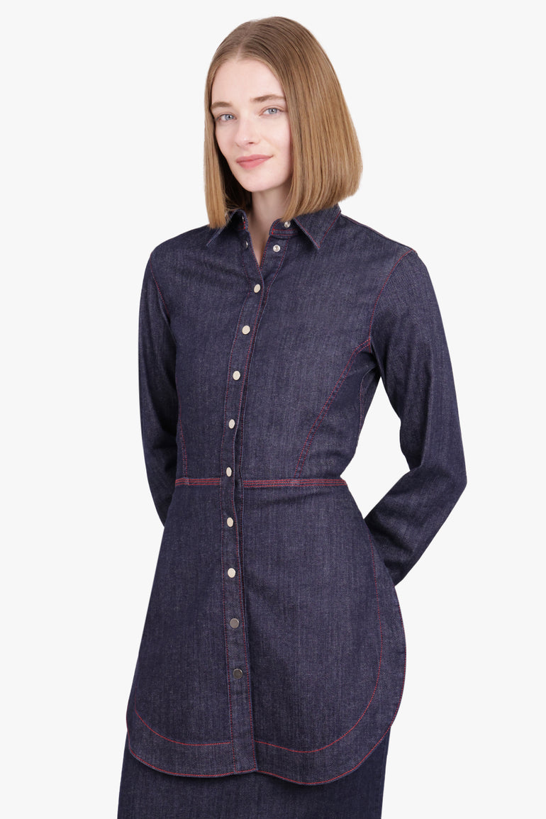 alaia denim dress Alaia zipped blue denim dress