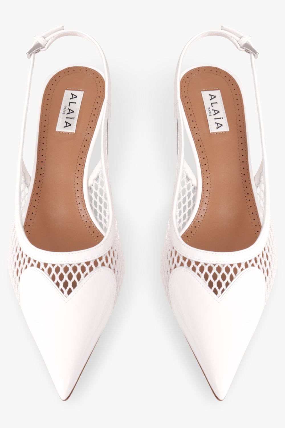 ALAIA Unclassified FISHNET SLINGBACKS 55MM | BLANC OPTIQUE