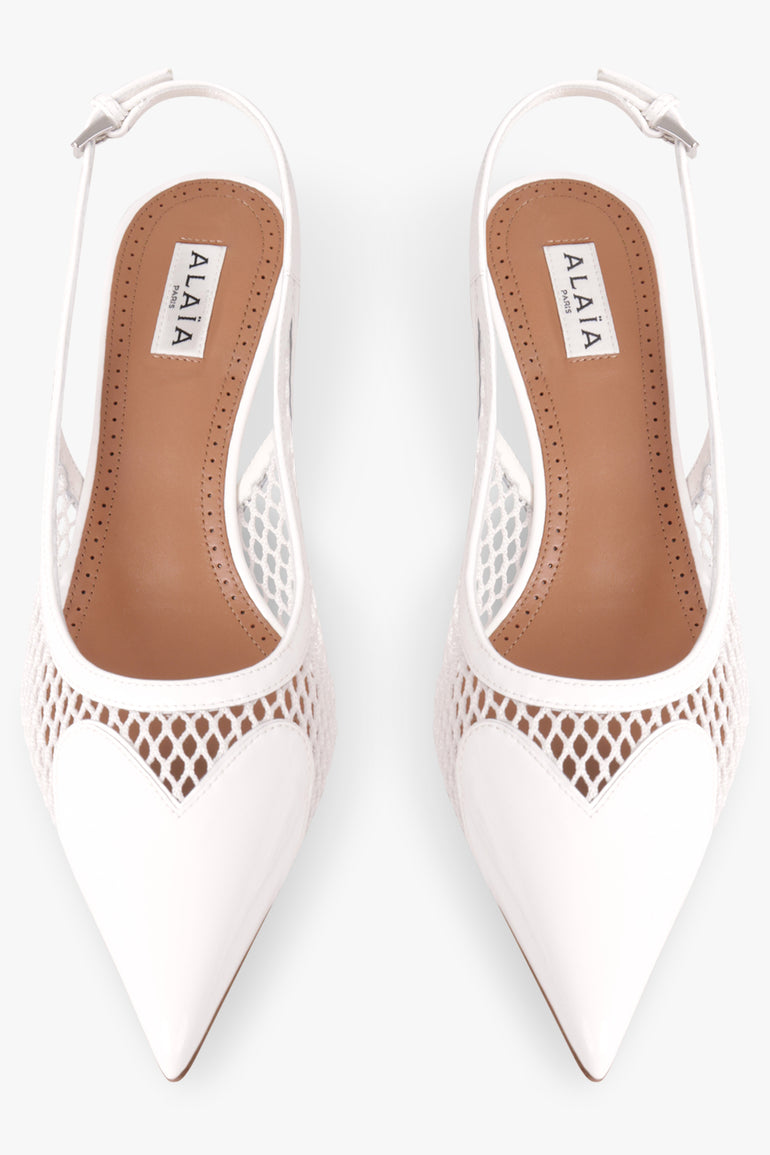ALAIA Unclassified FISHNET SLINGBACKS 55MM | BLANC OPTIQUE