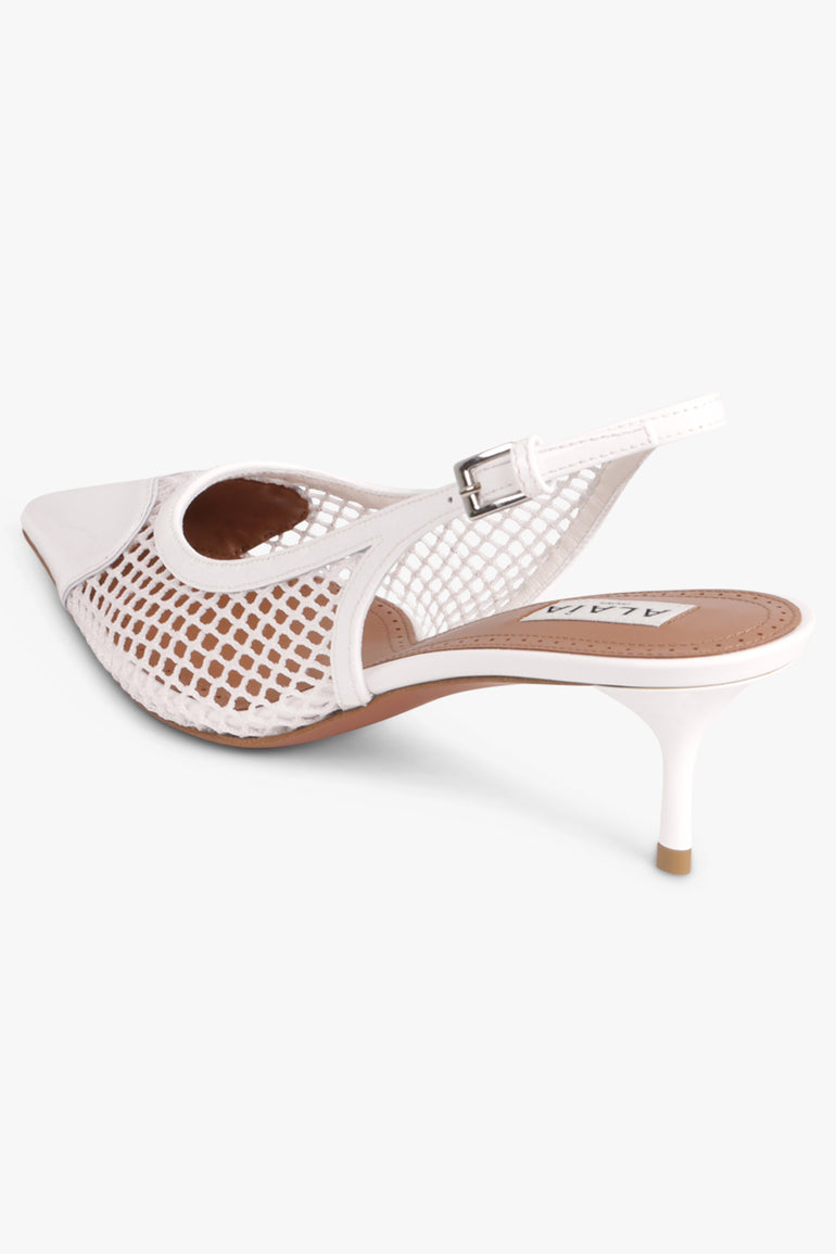ALAIA Unclassified FISHNET SLINGBACKS 55MM | BLANC OPTIQUE