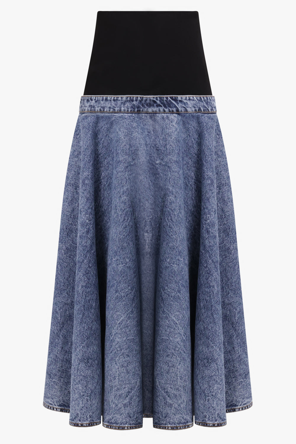 ALAIA RTW Flare Midi Denim Skirt | Blue Snow