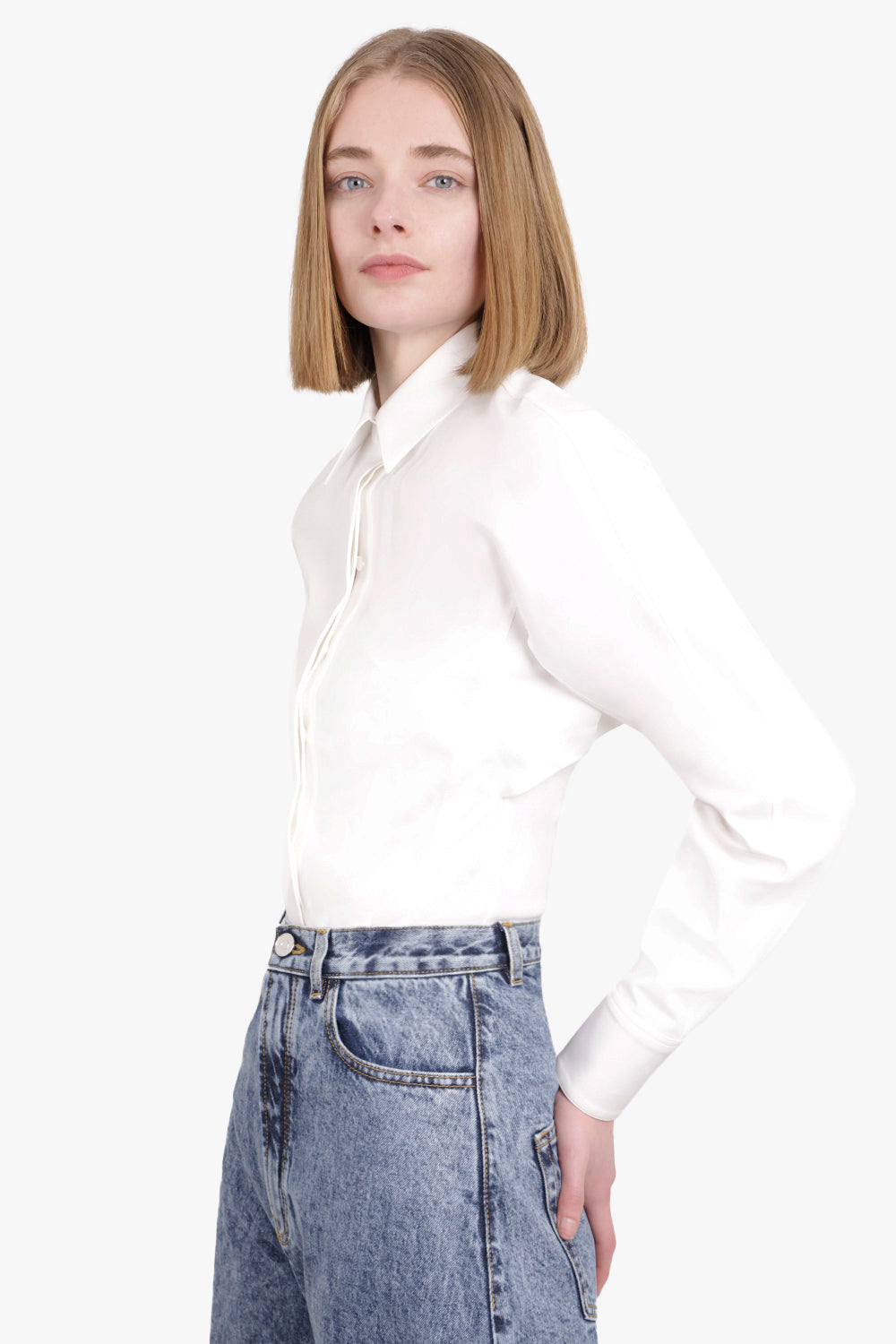 Heart Cutout L/S Shirt Dress | White – Parlour X