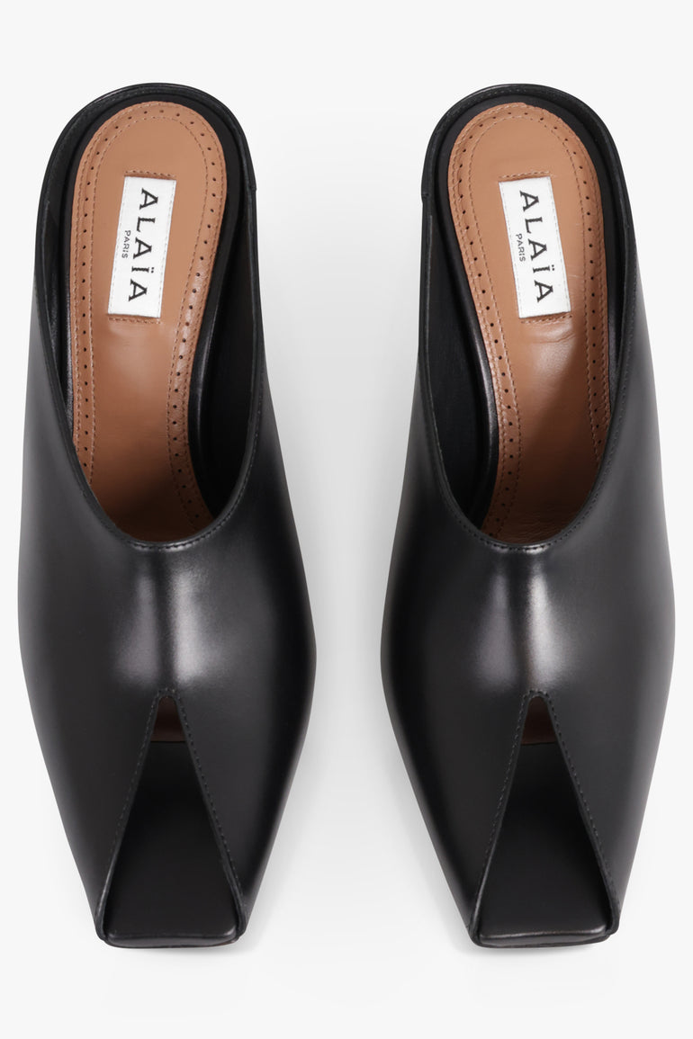 OPEN TOE MULES 9cm BLACK – Parlour X - Main Image