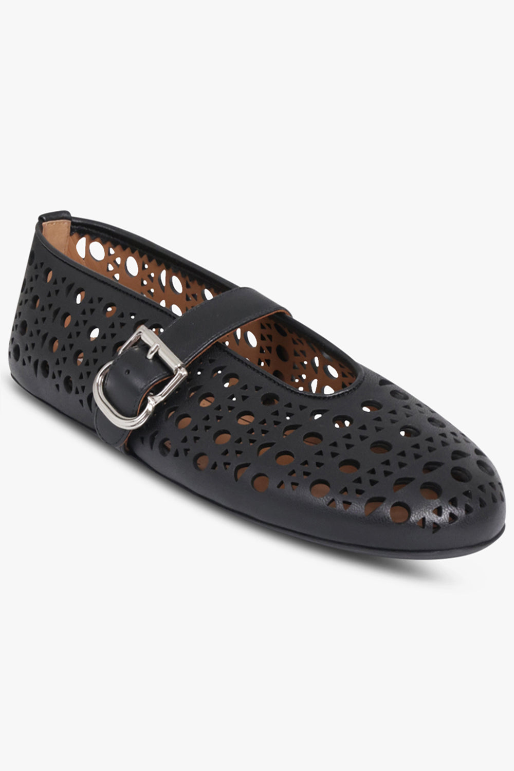 ALAIA SHOES Vienne Perforated Ballet Flat | Black