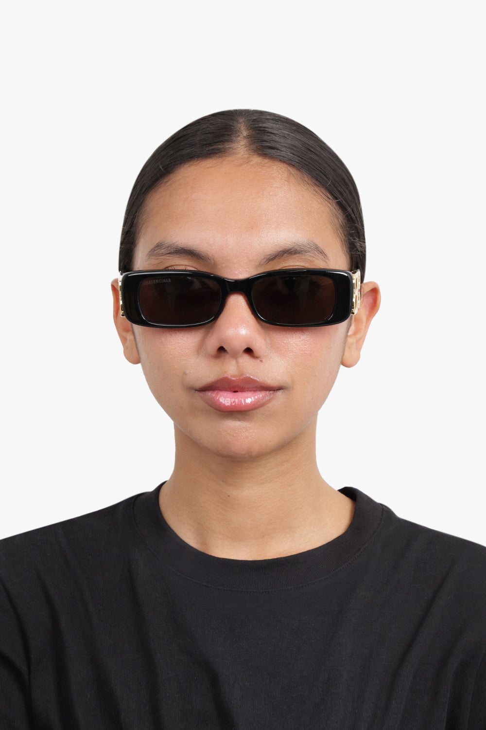 BALENCIAGA ACCESSORIES BLACK / BLACK Dynasty Rectangle Sunglasses | Black