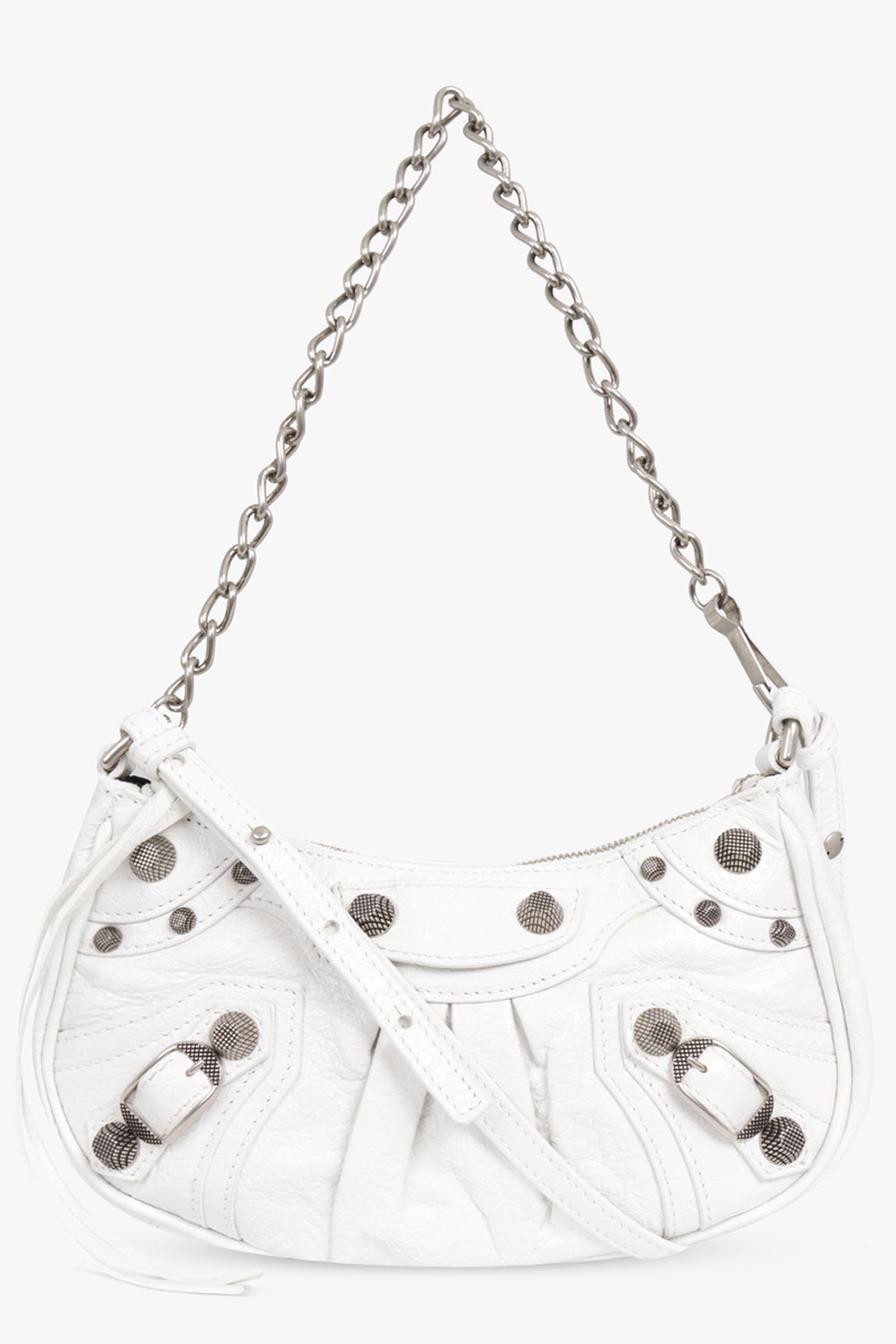 BALENCIAGA BAGS WHITE LE CAGOLE MINI BAG CROC EMBOSSED | WHITE/SILVER