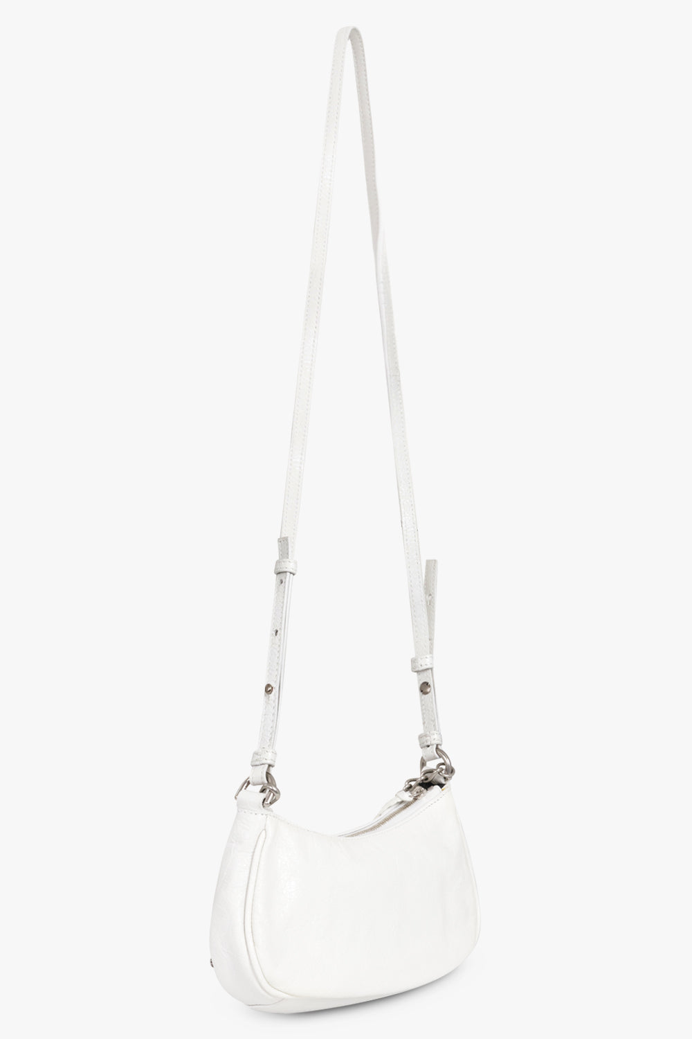 BALENCIAGA BAGS WHITE LE CAGOLE MINI BAG CROC EMBOSSED | WHITE/SILVER