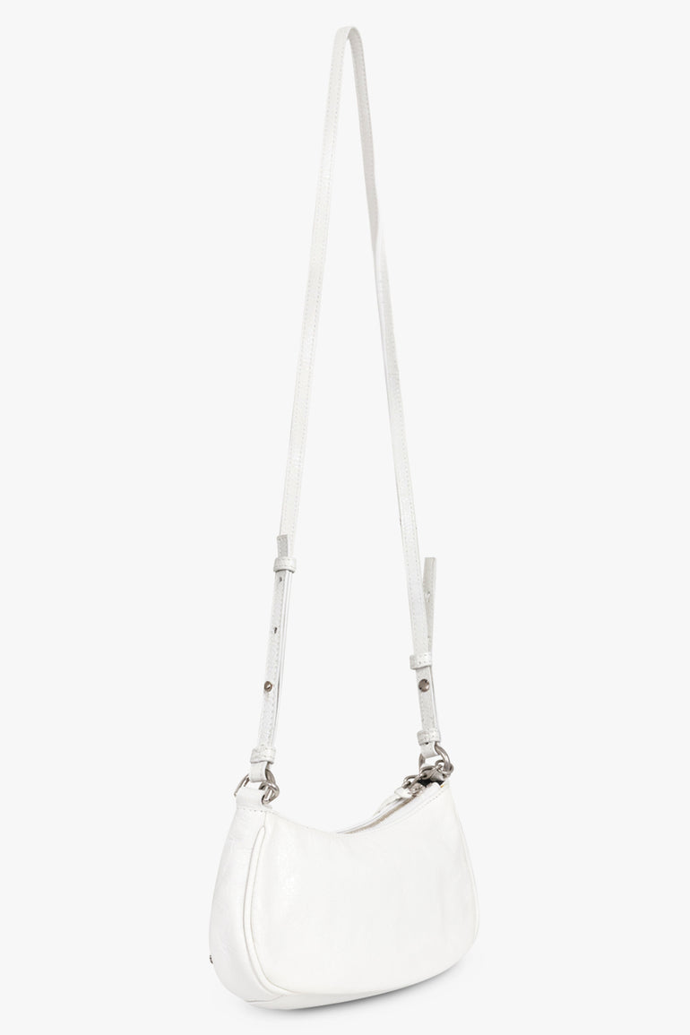 BALENCIAGA BAGS WHITE LE CAGOLE MINI BAG CROC EMBOSSED | WHITE/SILVER