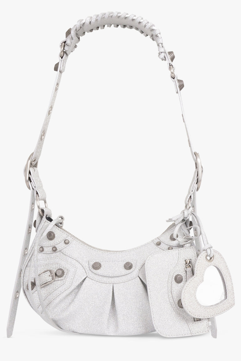 BALENCIAGA BAGS MULTI LE CAGOLE XS SPARKLING BAG | SILVER/SILVER