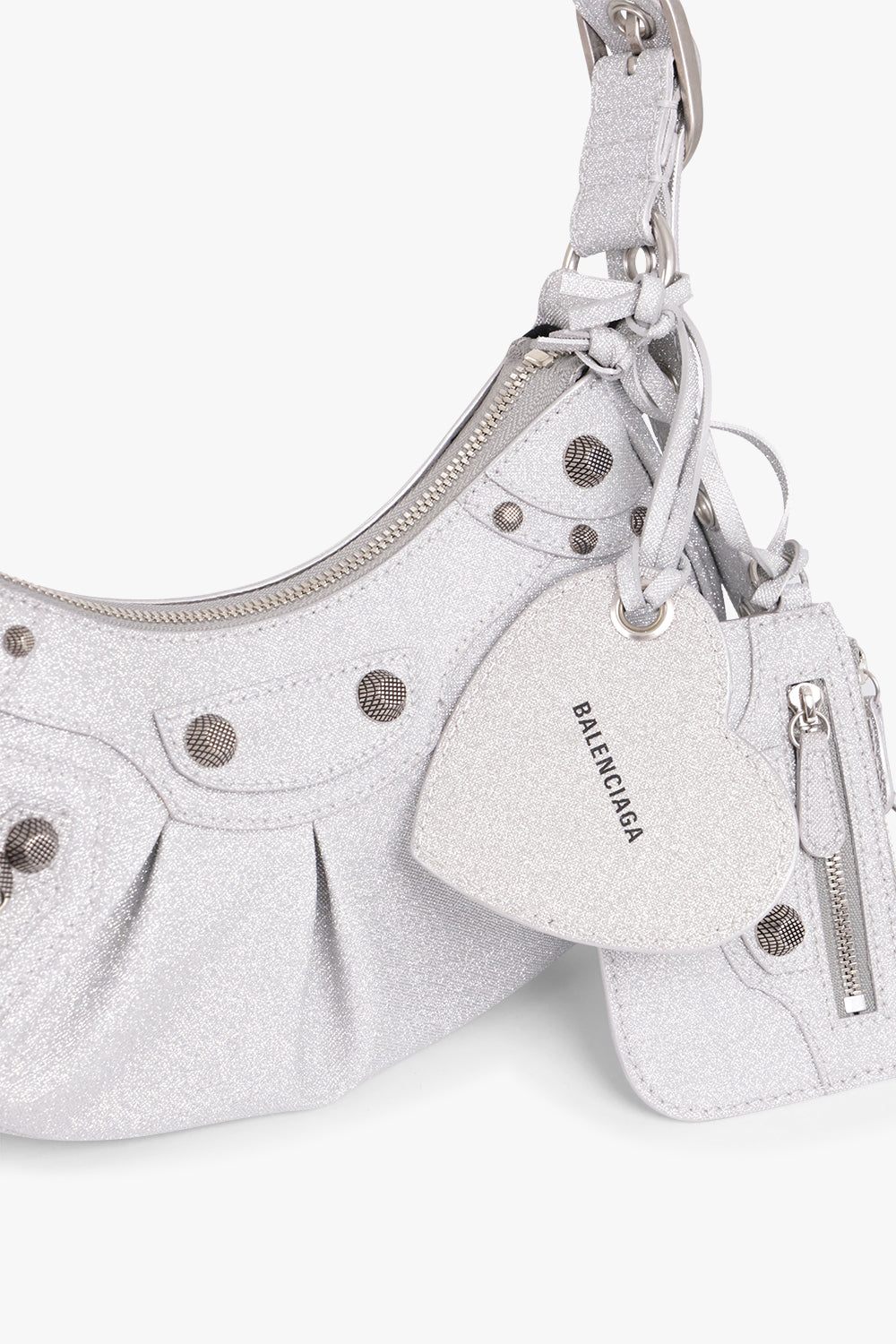 BALENCIAGA BAGS MULTI LE CAGOLE XS SPARKLING BAG | SILVER/SILVER