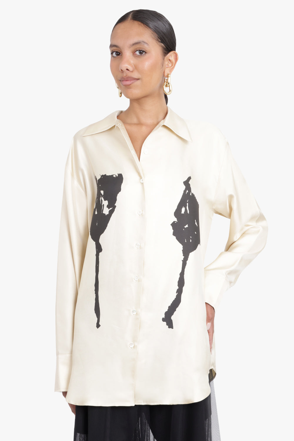 BITE STUDIOS RTW Print Silk Shirt | Cream