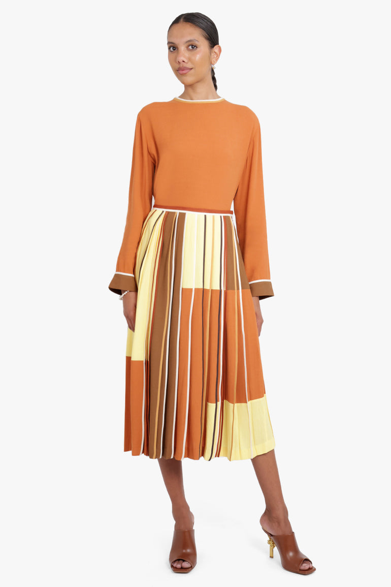 BODICE RTW PATCHWORK SKIRT WITH BINDING DETAIL | ORANGE