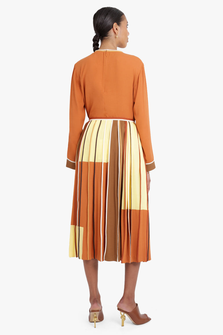 BODICE RTW PATCHWORK SKIRT WITH BINDING DETAIL | ORANGE