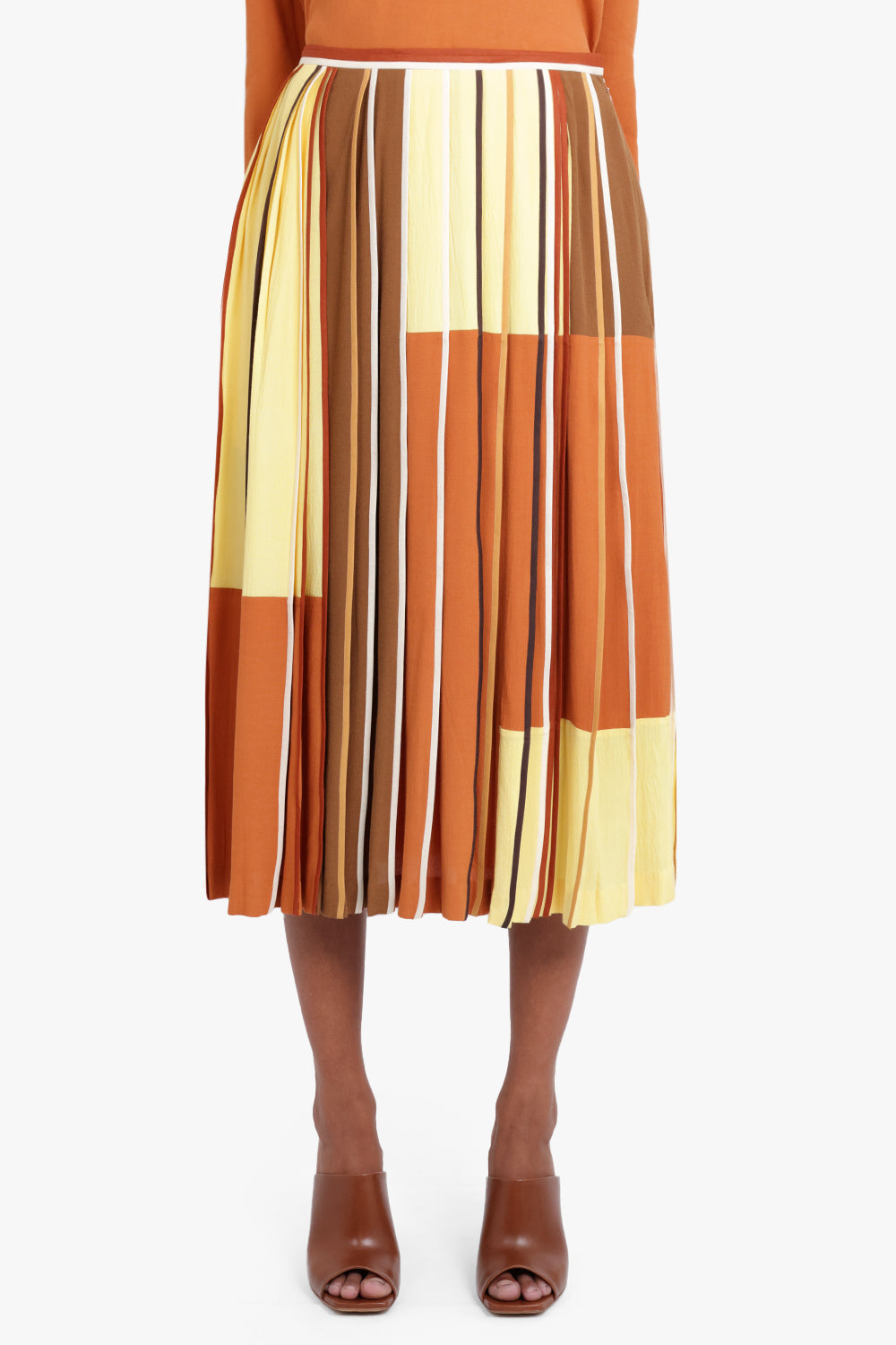 BODICE RTW PATCHWORK SKIRT WITH BINDING DETAIL | ORANGE
