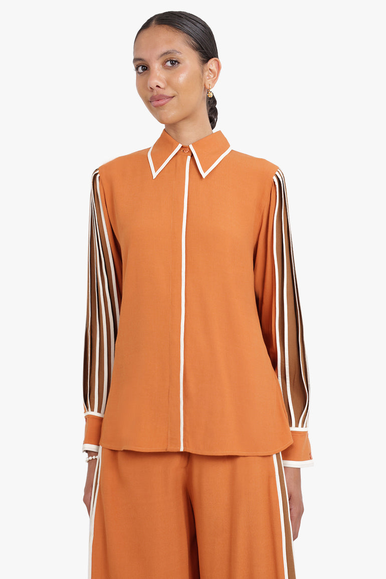 BODICE RTW TWO TONE SHIRT WITH SLEEVE INSERTS | ORANGE