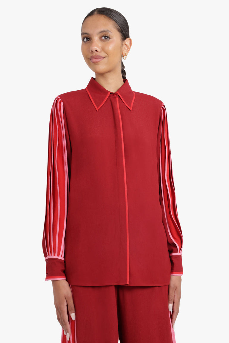 BODICE RTW TWO TONE SHIRT WITH SLEEVE INSERTS | RED