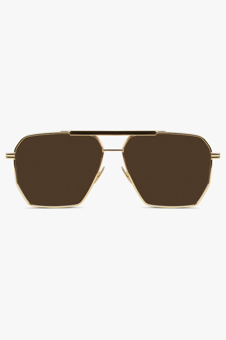 BOTTEGA VENETA ACCESSORIES BROWN / GOLD/BROWN Classic Aviator Gradient Sunglasses | Gold/Brown