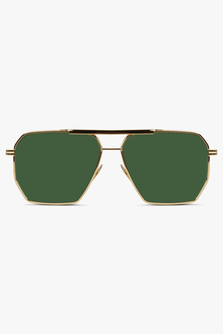 BOTTEGA VENETA ACCESSORIES GREEN / HOLD/GREEN Classic Aviator Sunglasses | Gold/Green