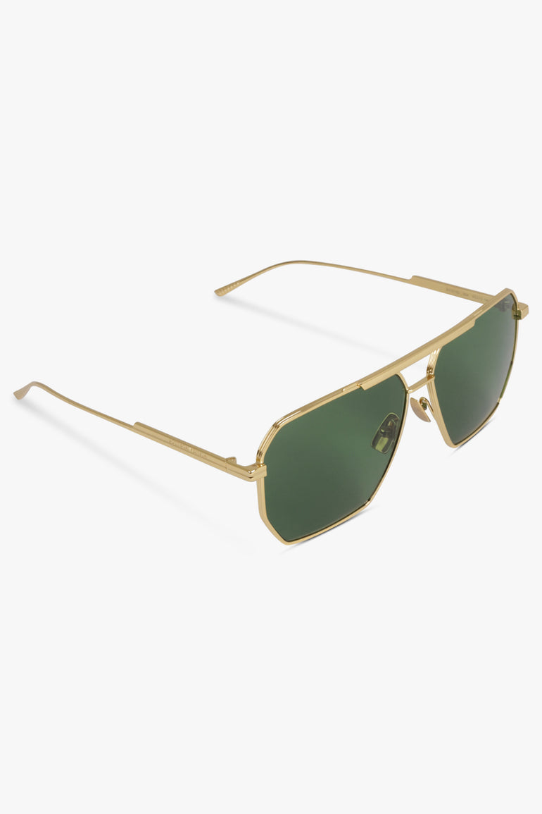 BOTTEGA VENETA ACCESSORIES GREEN / HOLD/GREEN Classic Aviator Sunglasses | Gold/Green