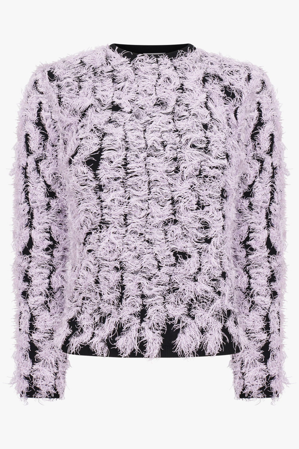 BOTTEGA VENETA RTW Crew Neck Fringe Sweater | Pale Lilac/Black