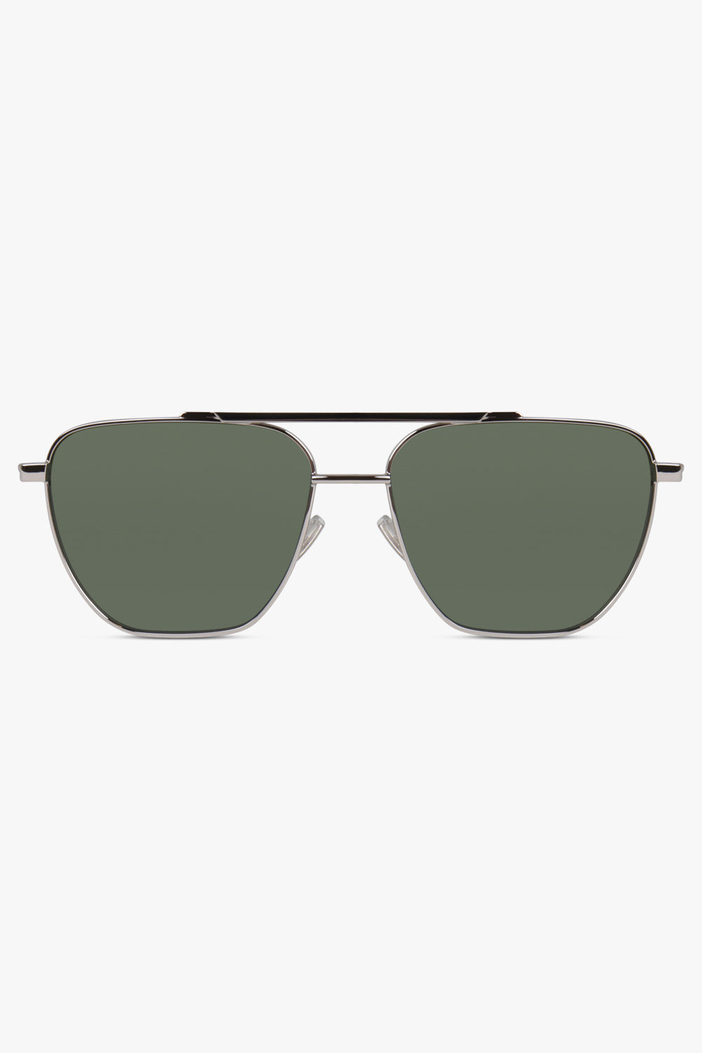 BOTTEGA VENETA ACCESSORIES SILVER / SILVER/GREEN Turn Square Sunglasses | Silver/Green