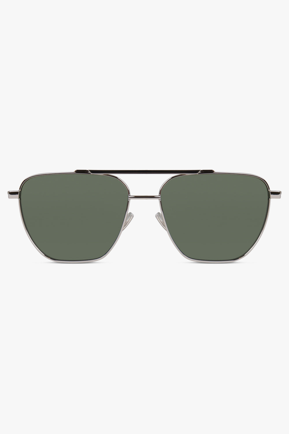 BOTTEGA VENETA ACCESSORIES SILVER / SILVER/GREEN Turn Square Sunglasses | Silver/Green
