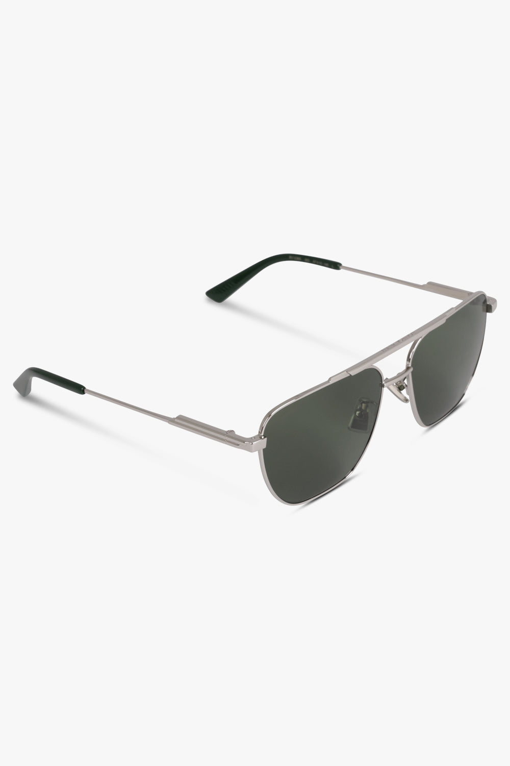 BOTTEGA VENETA ACCESSORIES SILVER / SILVER/GREEN Turn Square Sunglasses | Silver/Green