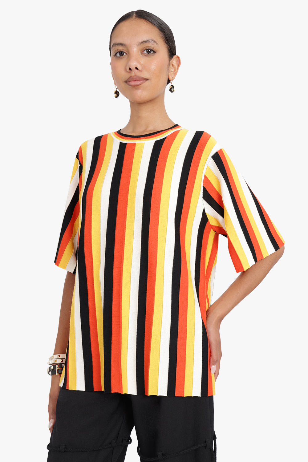CHLOE RTW STRIPE KNIT TOP | MULTICOLOUR ORANGE