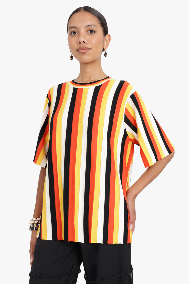 CHLOE RTW STRIPE KNIT TOP | MULTICOLOUR ORANGE