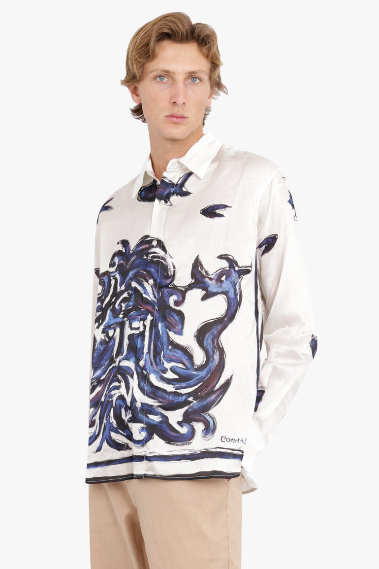 COMMAS RTW LONG SLEEVE PRINTED SHIRT | BEIGE