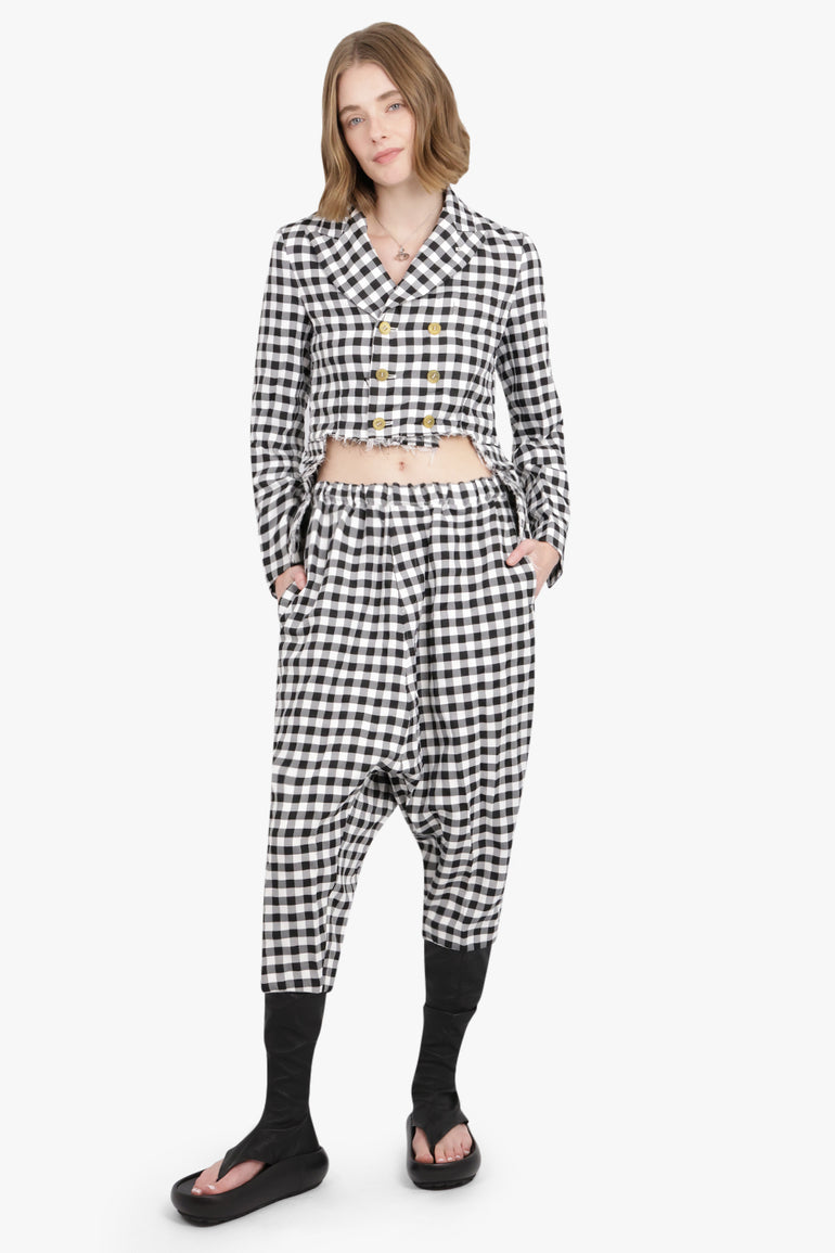 COMME DES GARCONS RTW Asymmetric Gingham Check Blazer |  Black/White